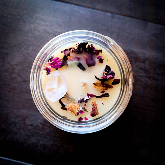 Wild Rose | herb & crystal infused ritual candle | witchy